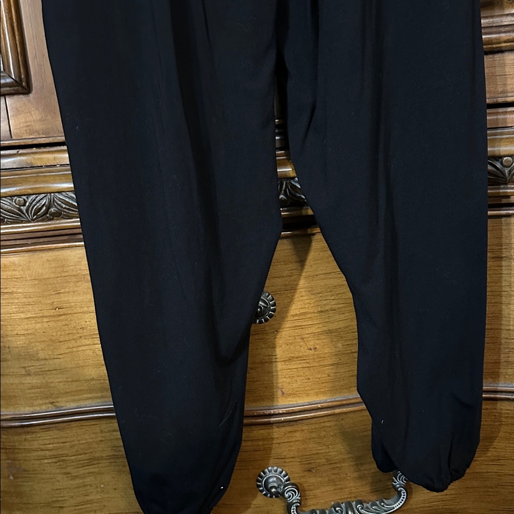 NEW bobi Los Angeles Revolve Black Strapless SlitLeg Smocked Jumpsuit SidePocket - Picture 8 of 15